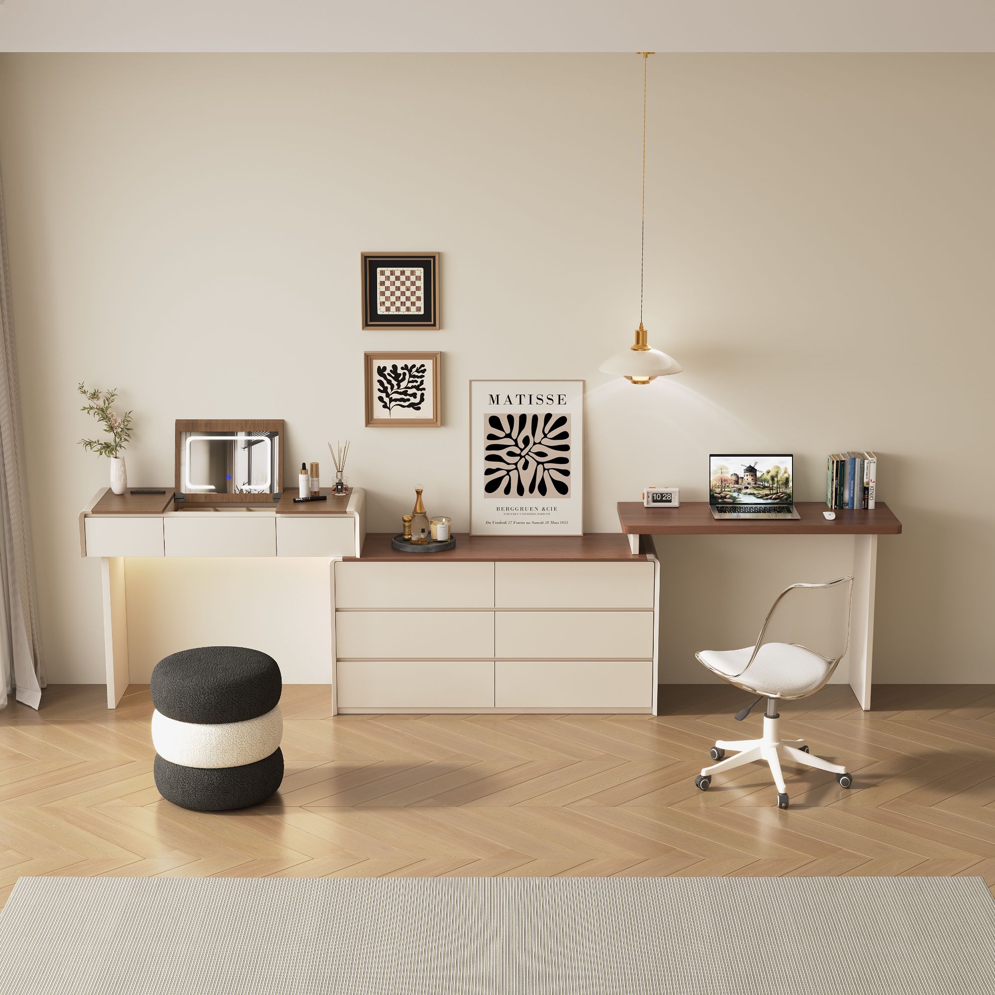 【套装梳妆台电脑桌--胡桃色】 红星美凯龙梳妆台  1