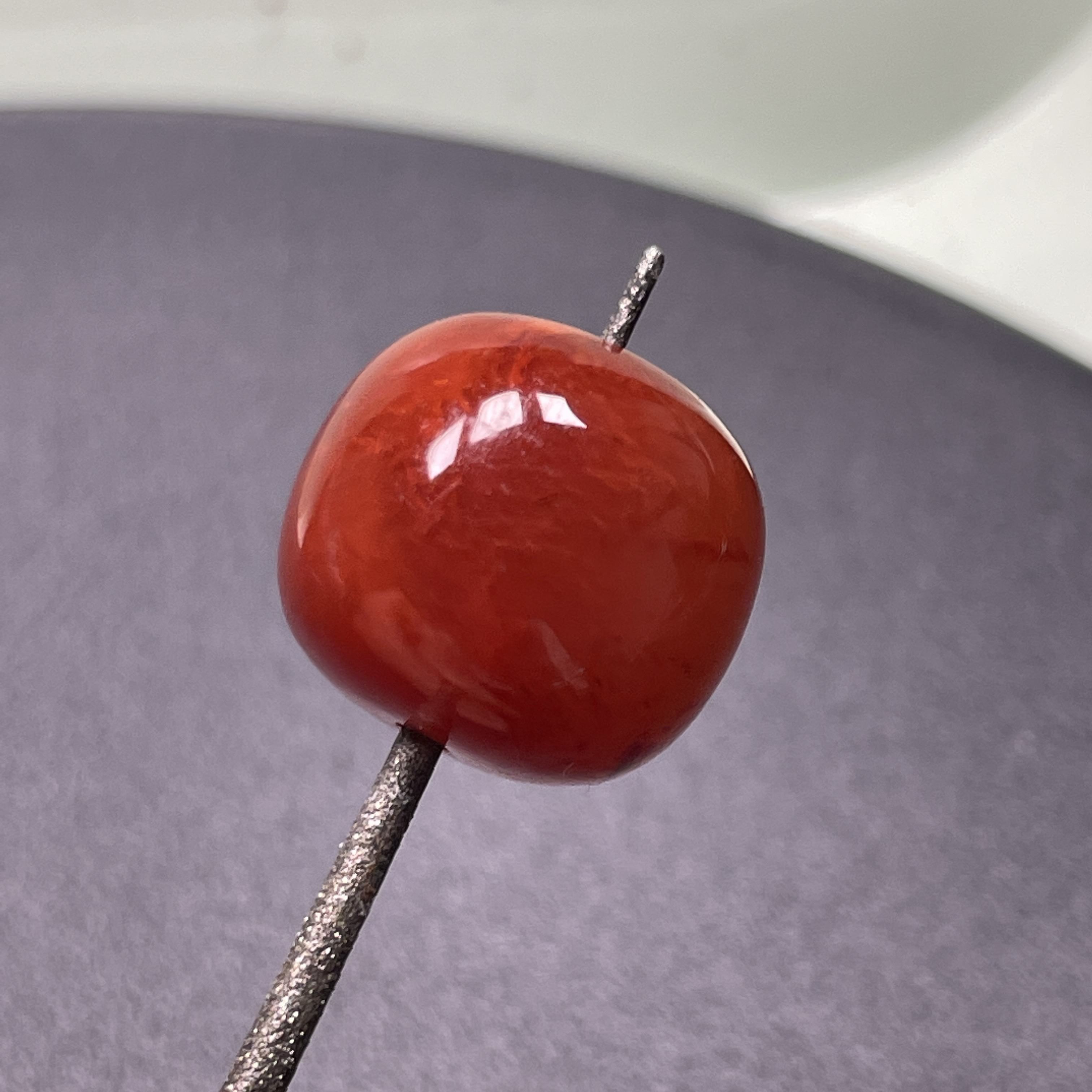 精品南红玛瑙老型珠配饰单珠尺寸14x12.8mm颜色红润玫瑰红