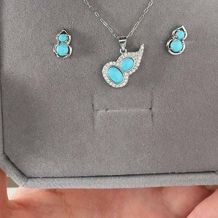 @***瘩绿松石银S925镶嵌吊坠(赠链)绿松石套装