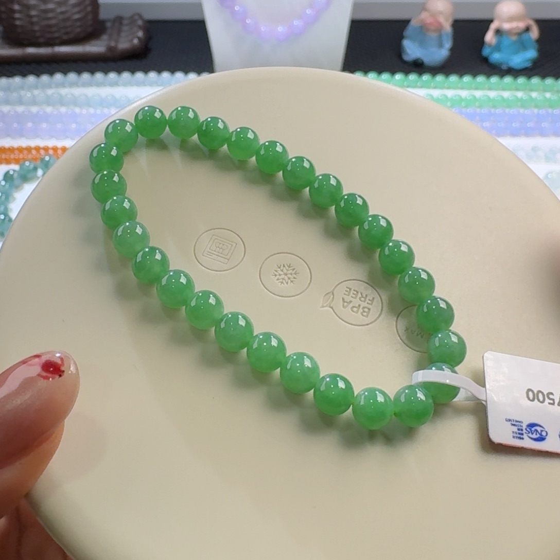 翡翠手链未镶嵌甜绿单圈6.3mm