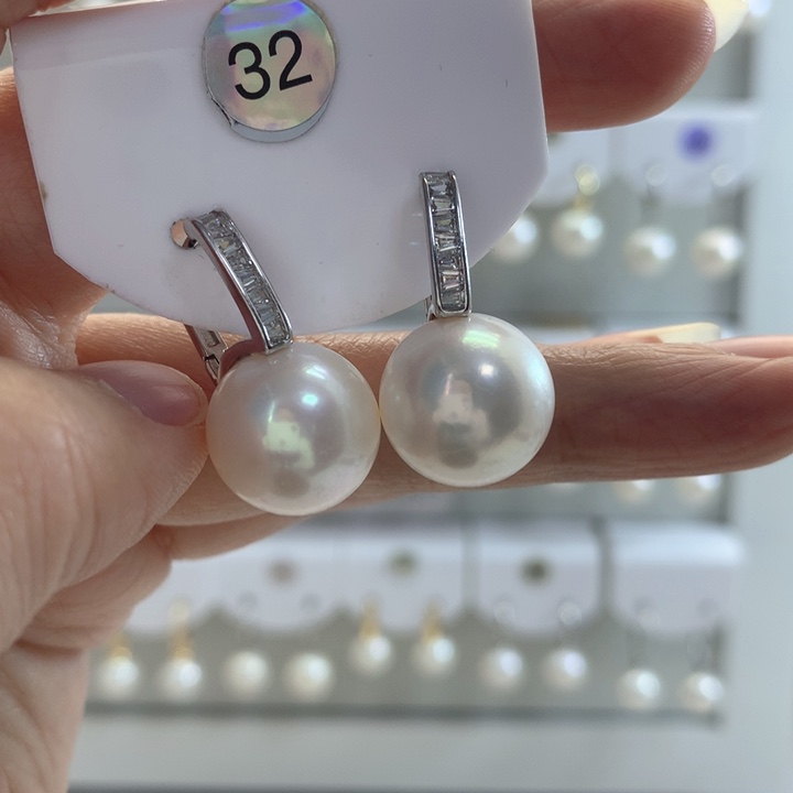 淡水珍珠耳饰银S925镶嵌