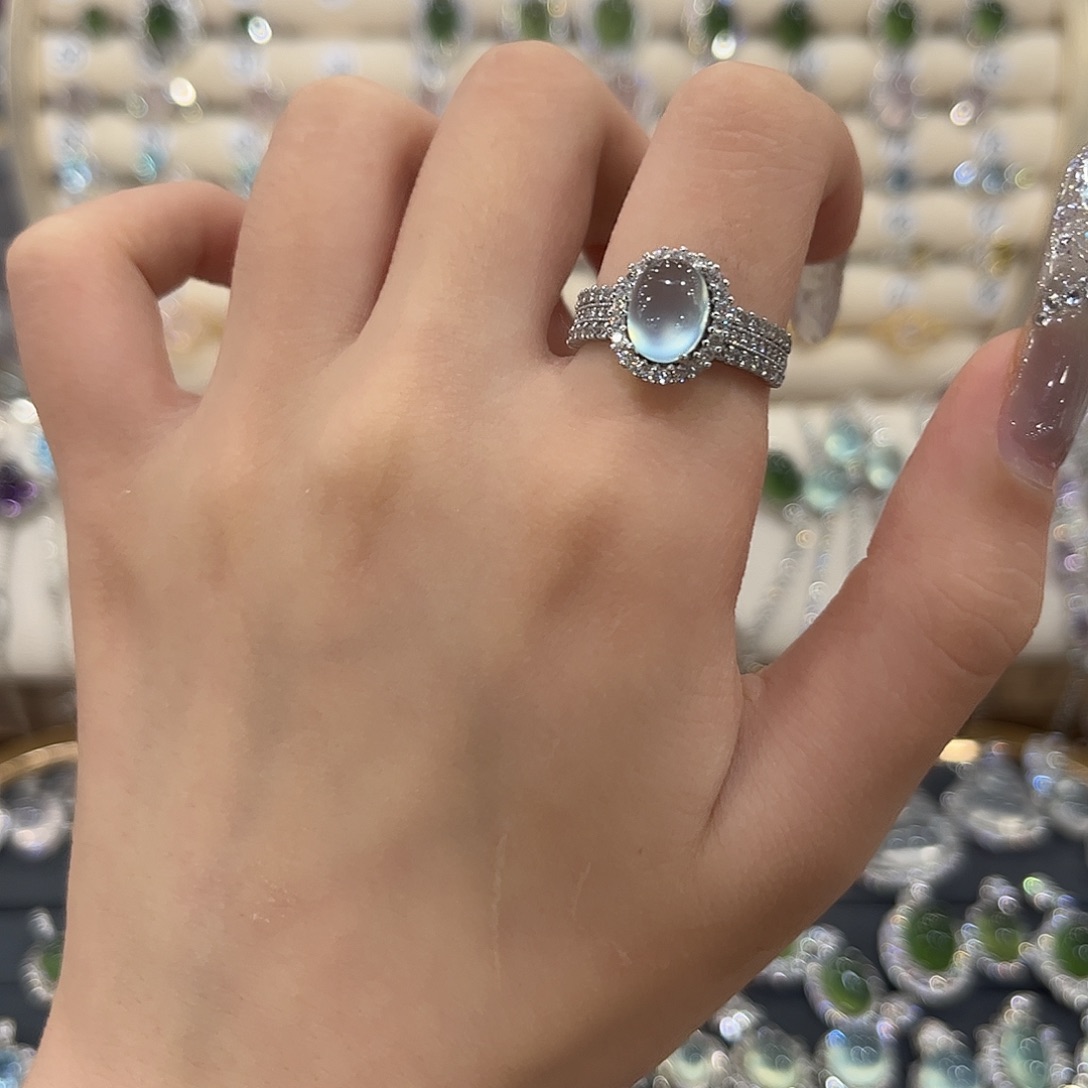 ᝰ****蛇纹石玉银S925镶嵌戒指