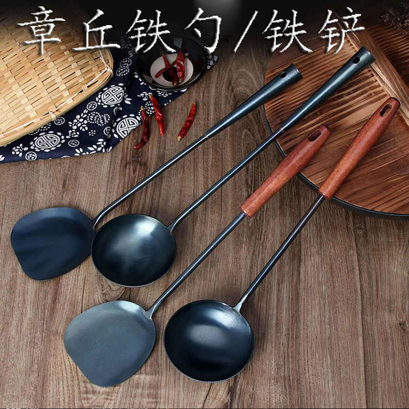 章丘铁铲铁勺铁锅专用无涂层厨房老式长柄铁勺子铁铲子