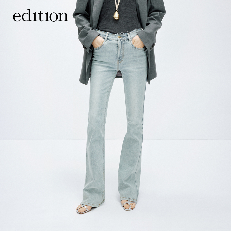 【达人专属】edition腰头散边紧身喇叭裤#EBD1JENK03