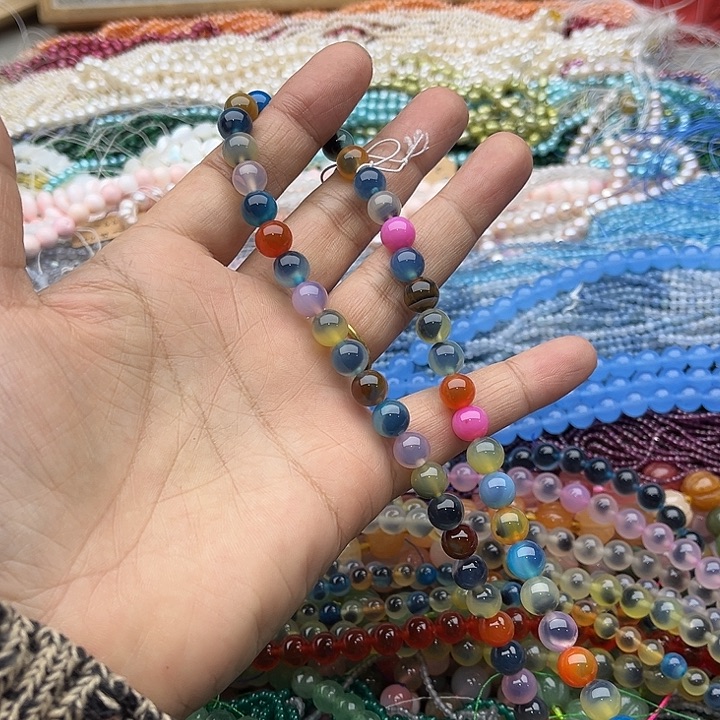 玛瑙/玉髓珠宝半成品未镶嵌一条8mm糖心玛瑙