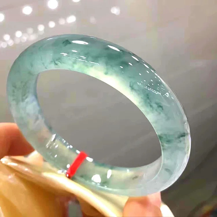 【豪旺】飘花翡翠手镯冰种缅甸玉石