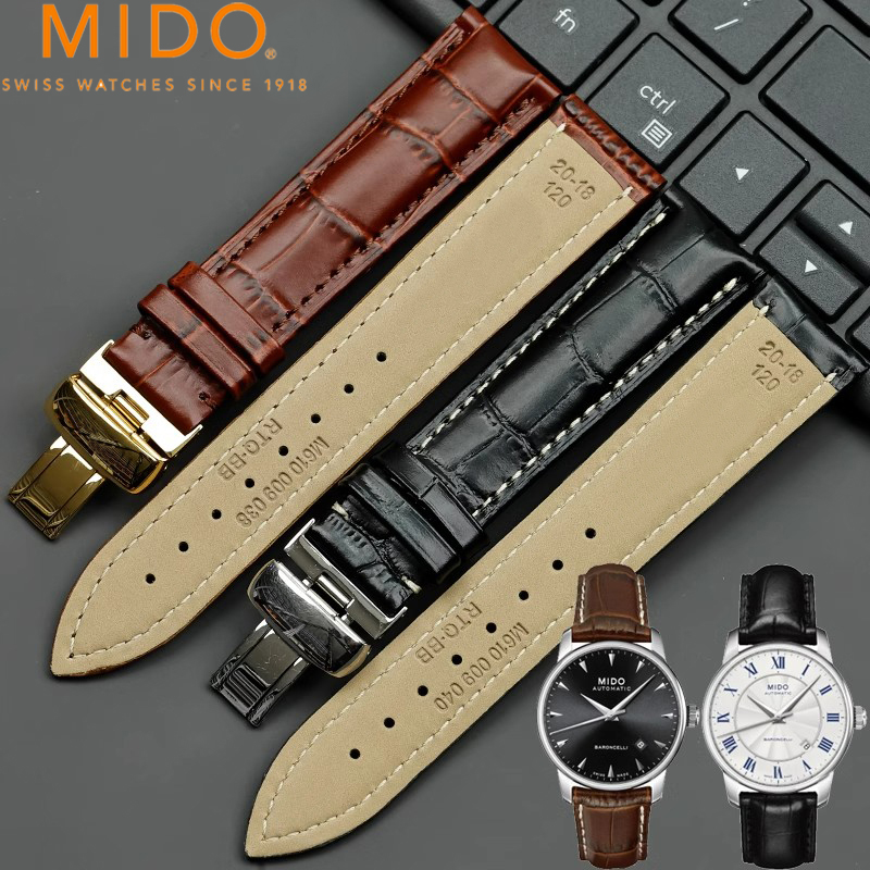 适配美度手表带贝伦赛丽M8600B M7600A 男女款M021指挥官真皮表带