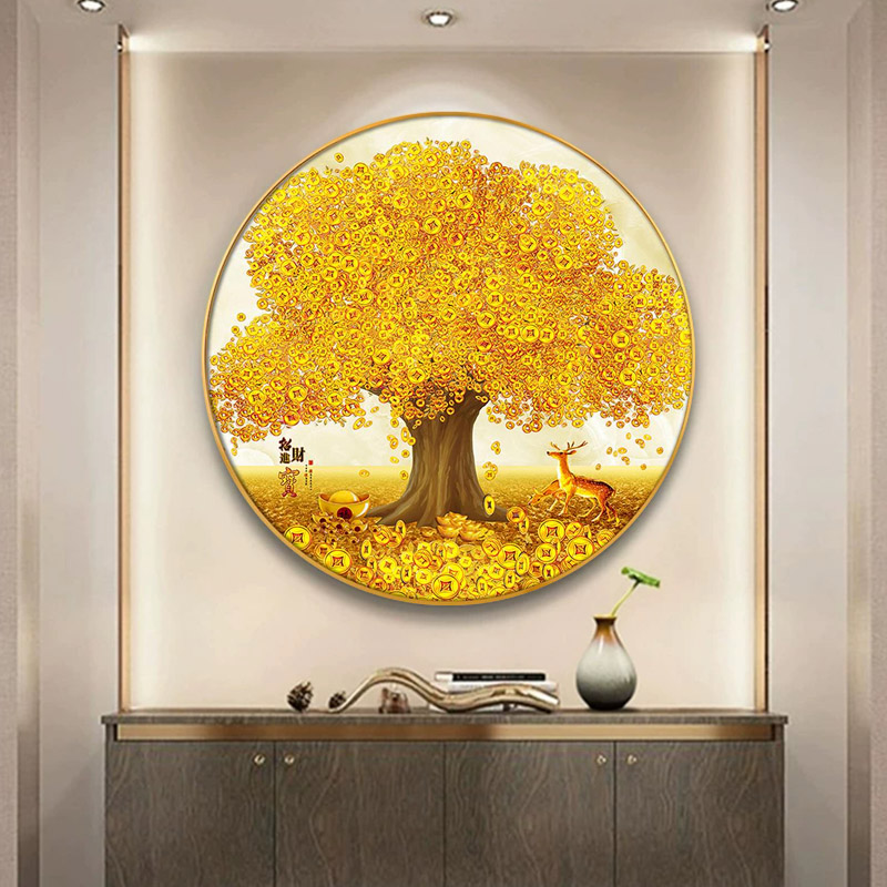 CR-004黄金树正对门玄关画入户玄关装饰画走廊尽头装饰画捡漏1