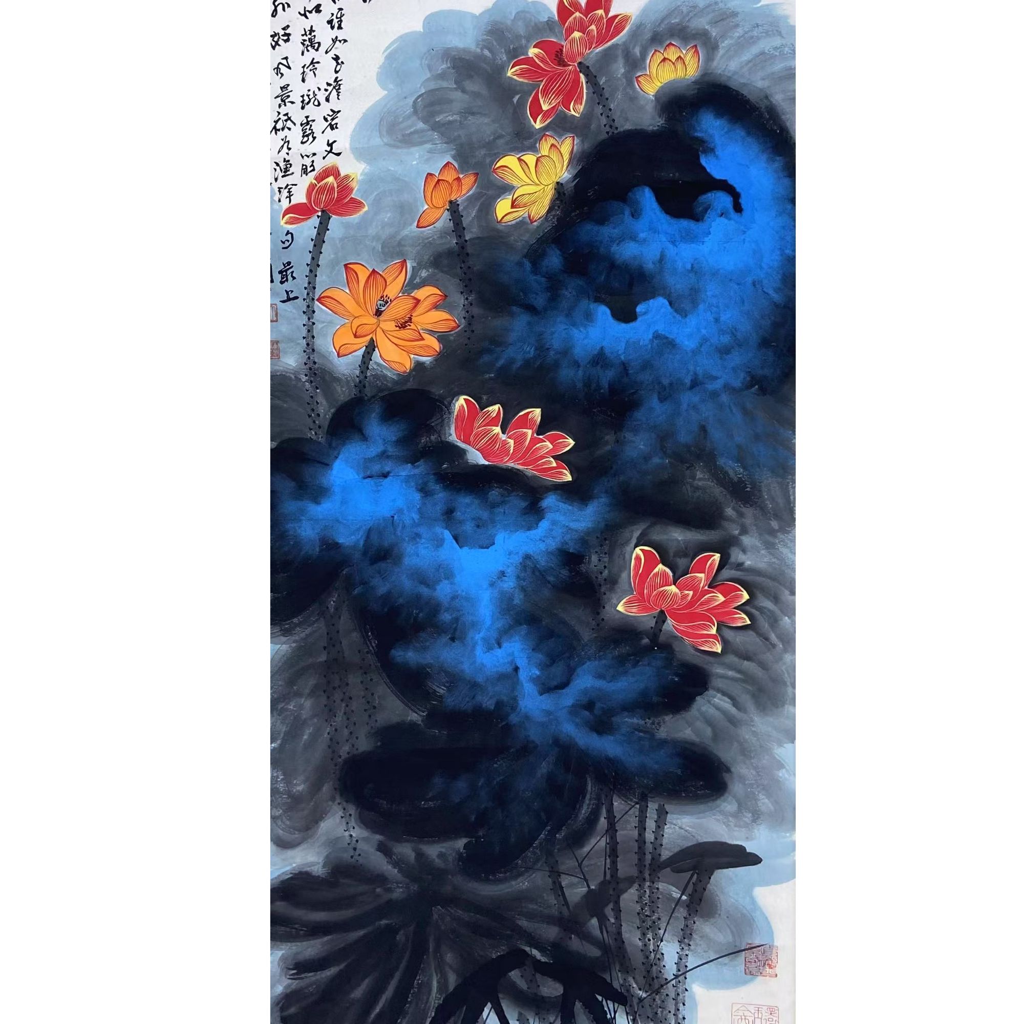 张DQ 荷花立轴135 65 7.8平尺