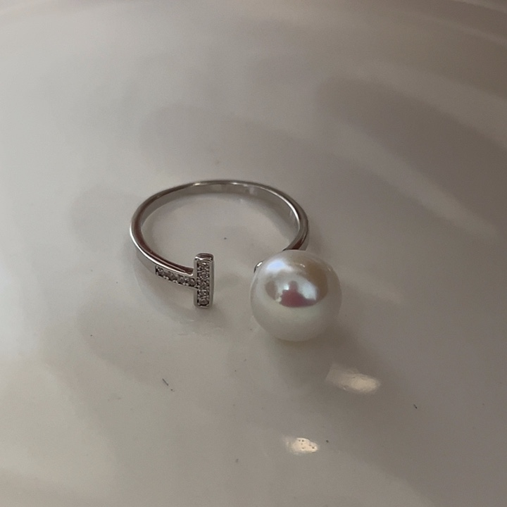 戒指银S925镶嵌淡水珍珠