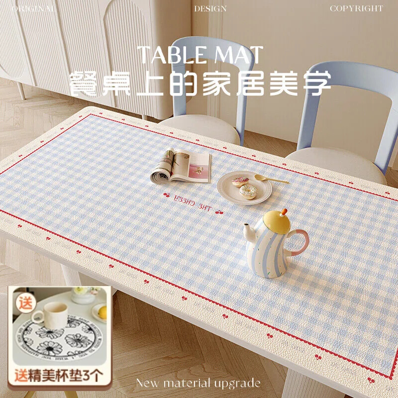 小清新餐桌皮革防水免洗桌布防油防烫桌布轻奢高级感轻奢防油桌垫