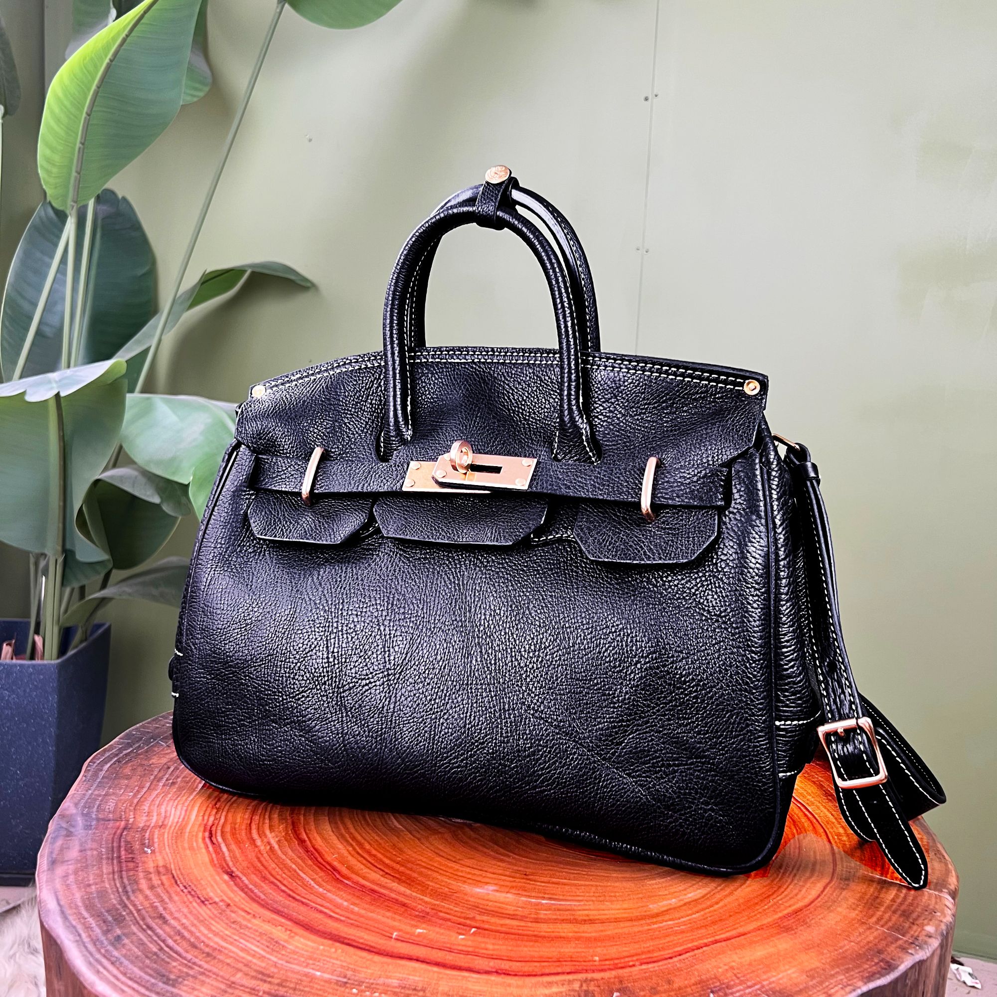 【直播间新品】万物手工皮具全牛皮35cm铂金单肩斜挎