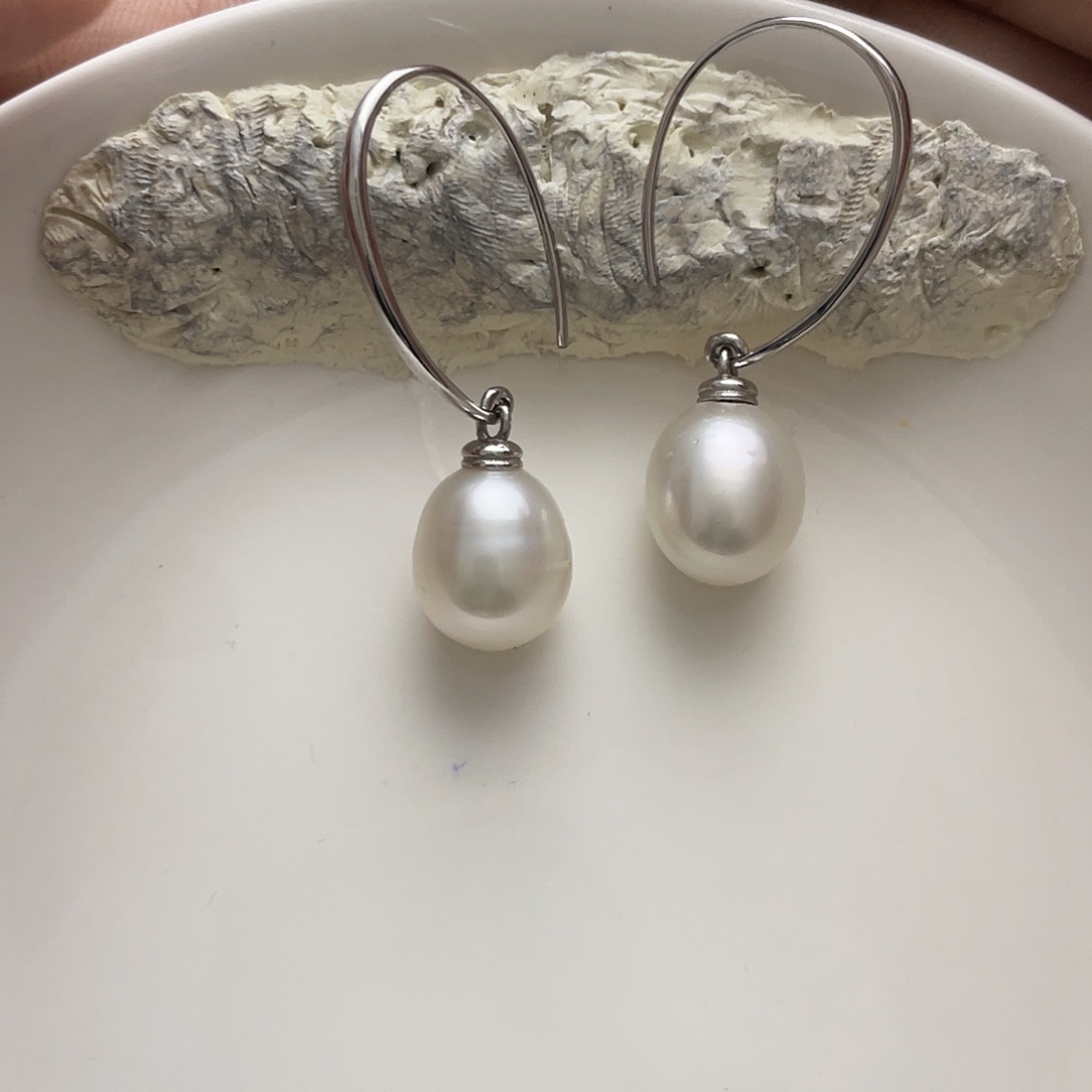 海水珍珠耳饰银S925镶嵌