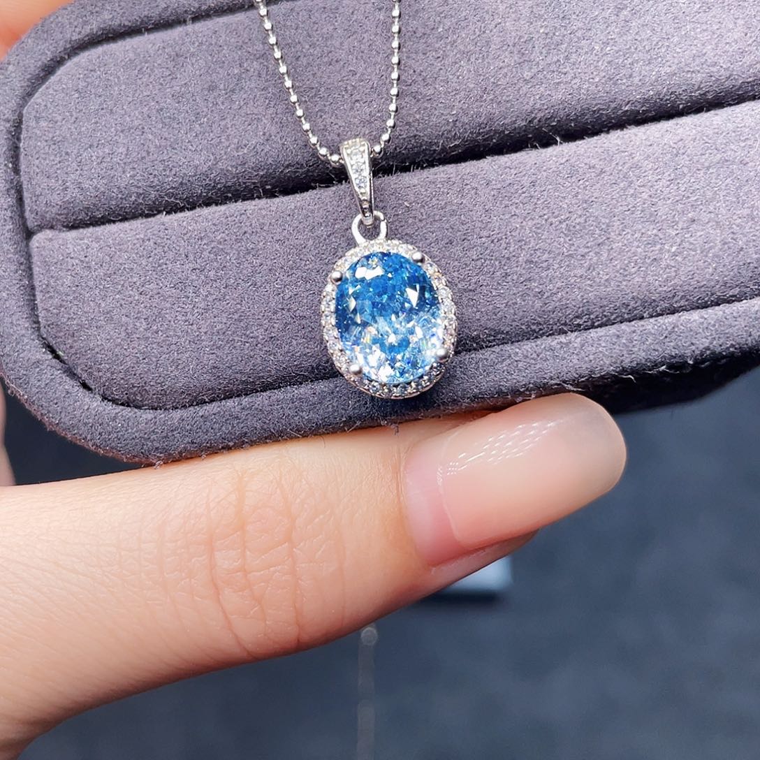 颈饰银S925镶嵌海蓝宝石