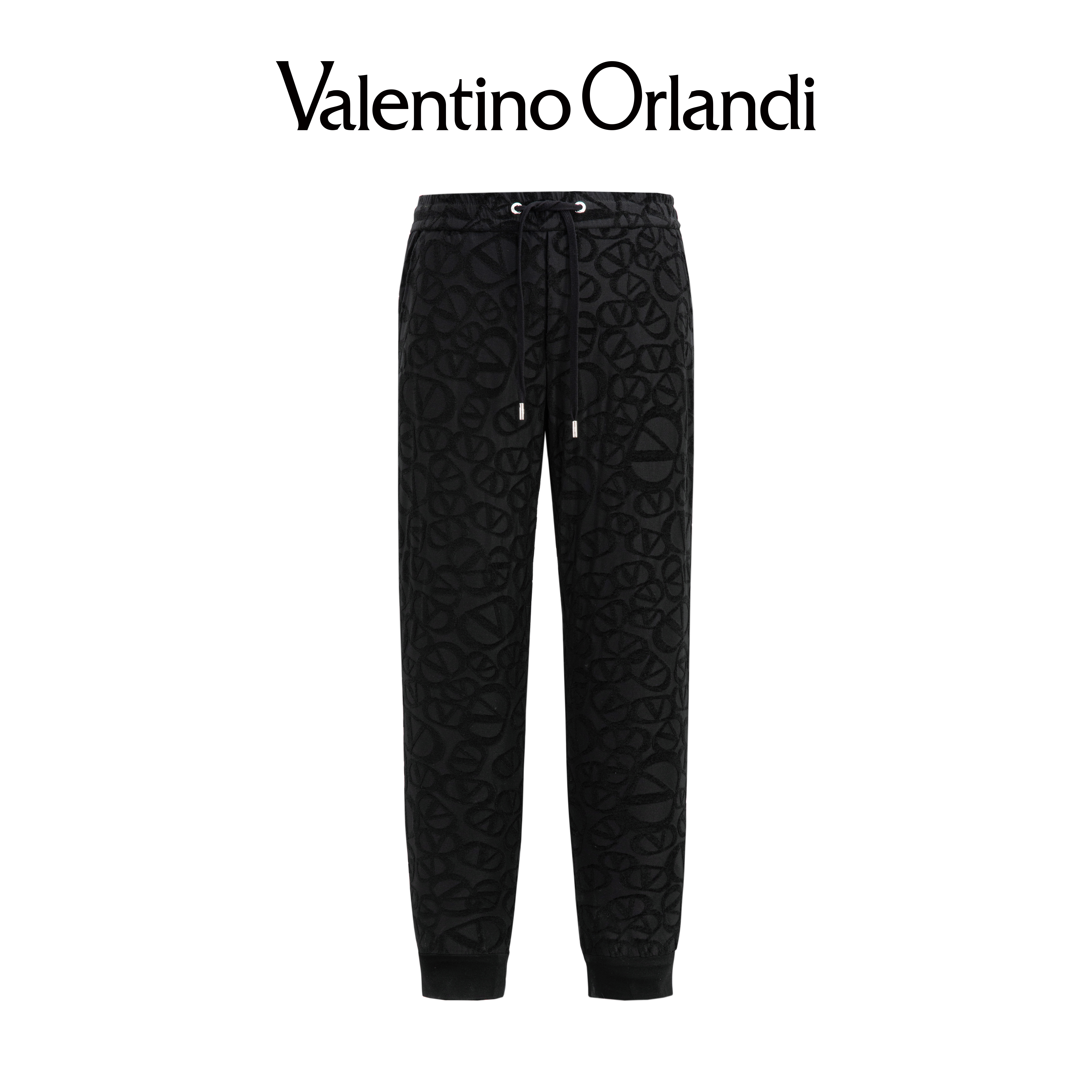 Valentino orlandi男士春秋B版时尚百搭暗纹老花提花束脚休闲长裤
