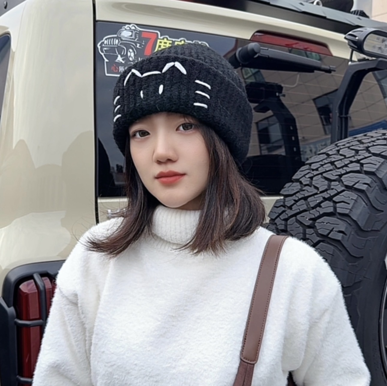 《悠然》女款秋冬喵喵休闲百搭可爱保暖护耳大头围显脸小毛线针织帽