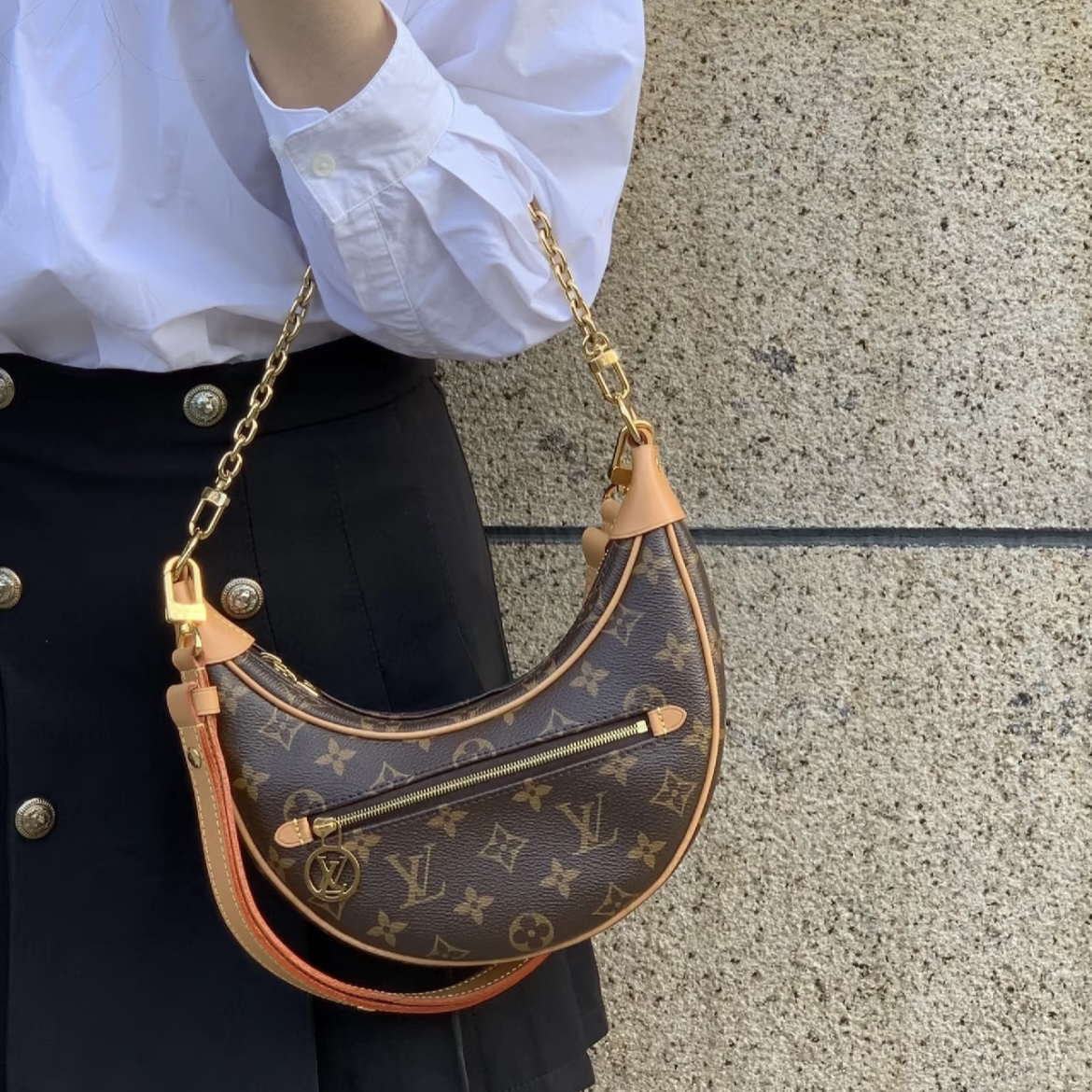 95新 LouisVuitton/路易威登 多宝二奢/05453/LV 小月亮 芯片 