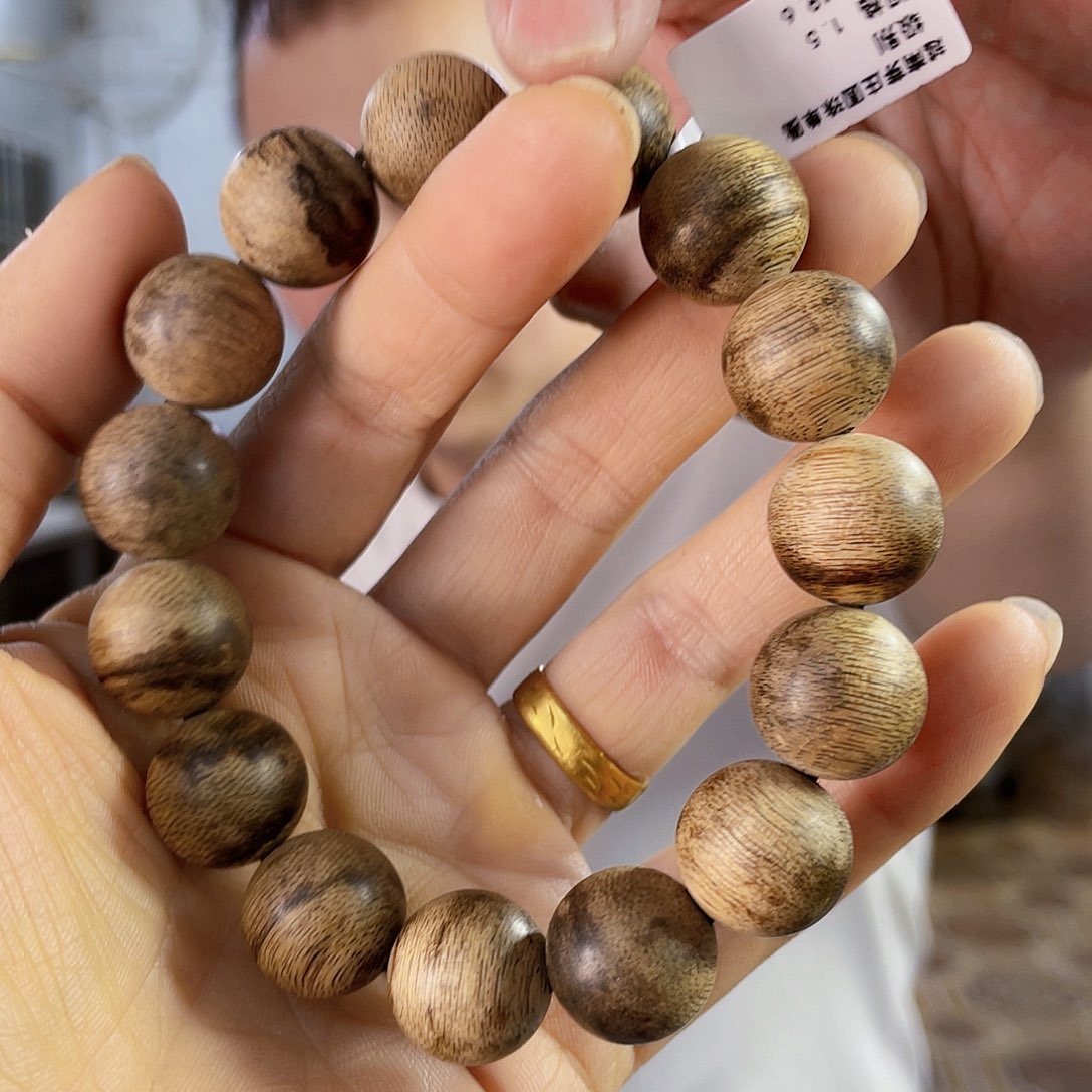 沉香手串芽庄圆珠单圈1.5/19克多样性发一