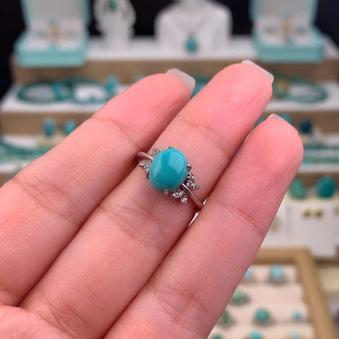 绿松石银S925镶嵌戒指