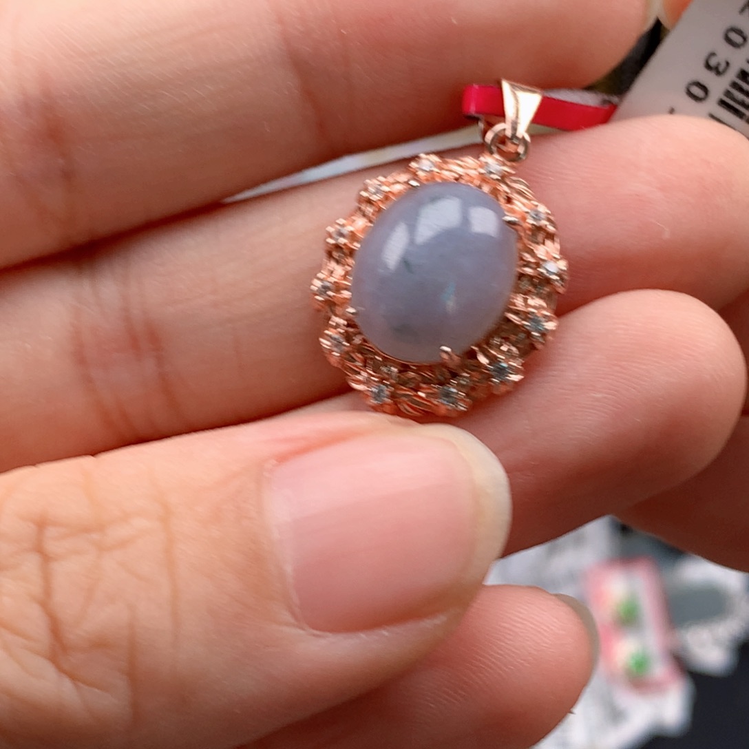 翡翠戒指银S925镶嵌天然翡翠吊坠