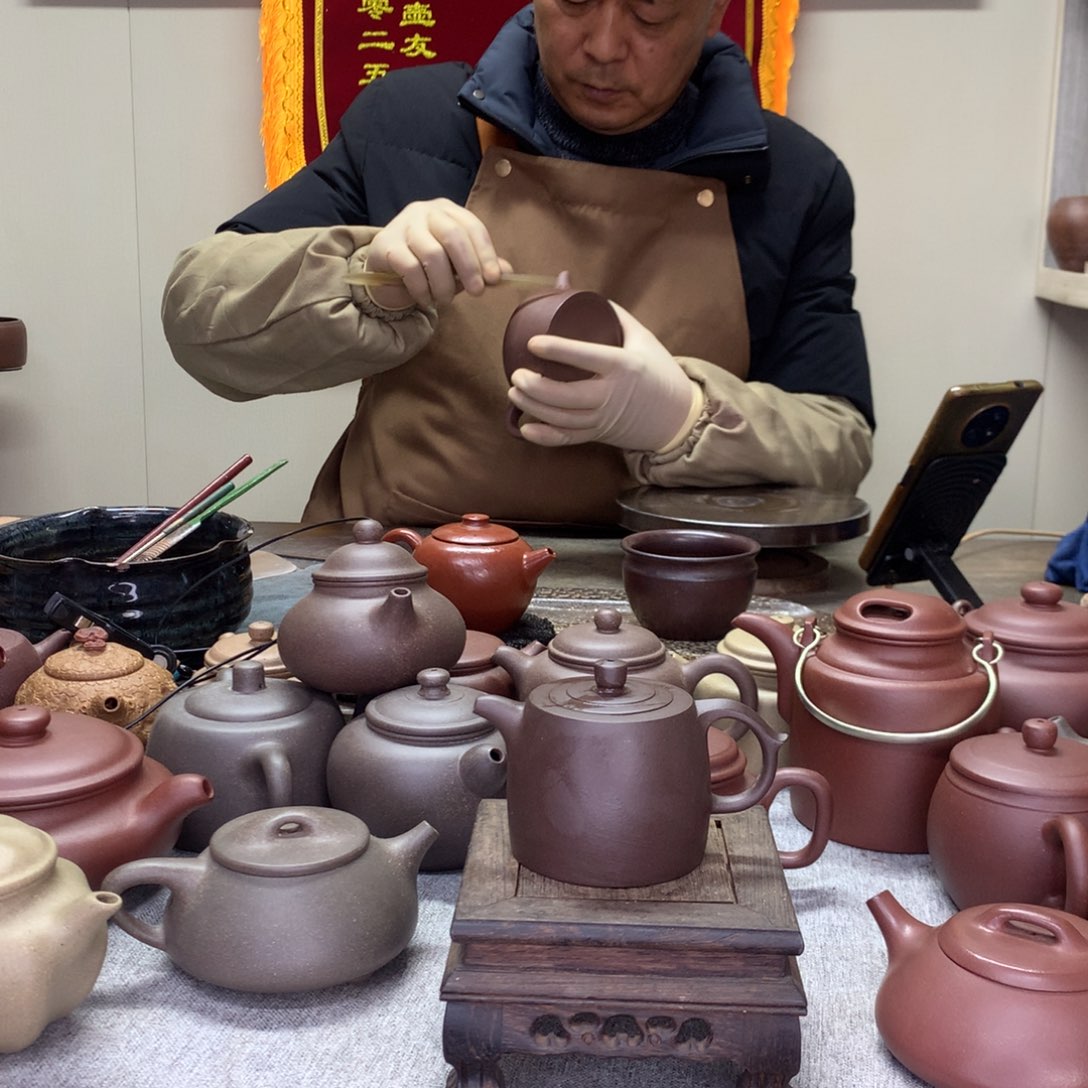 紫泥茶壶老紫泥小井栏130C半手工制作