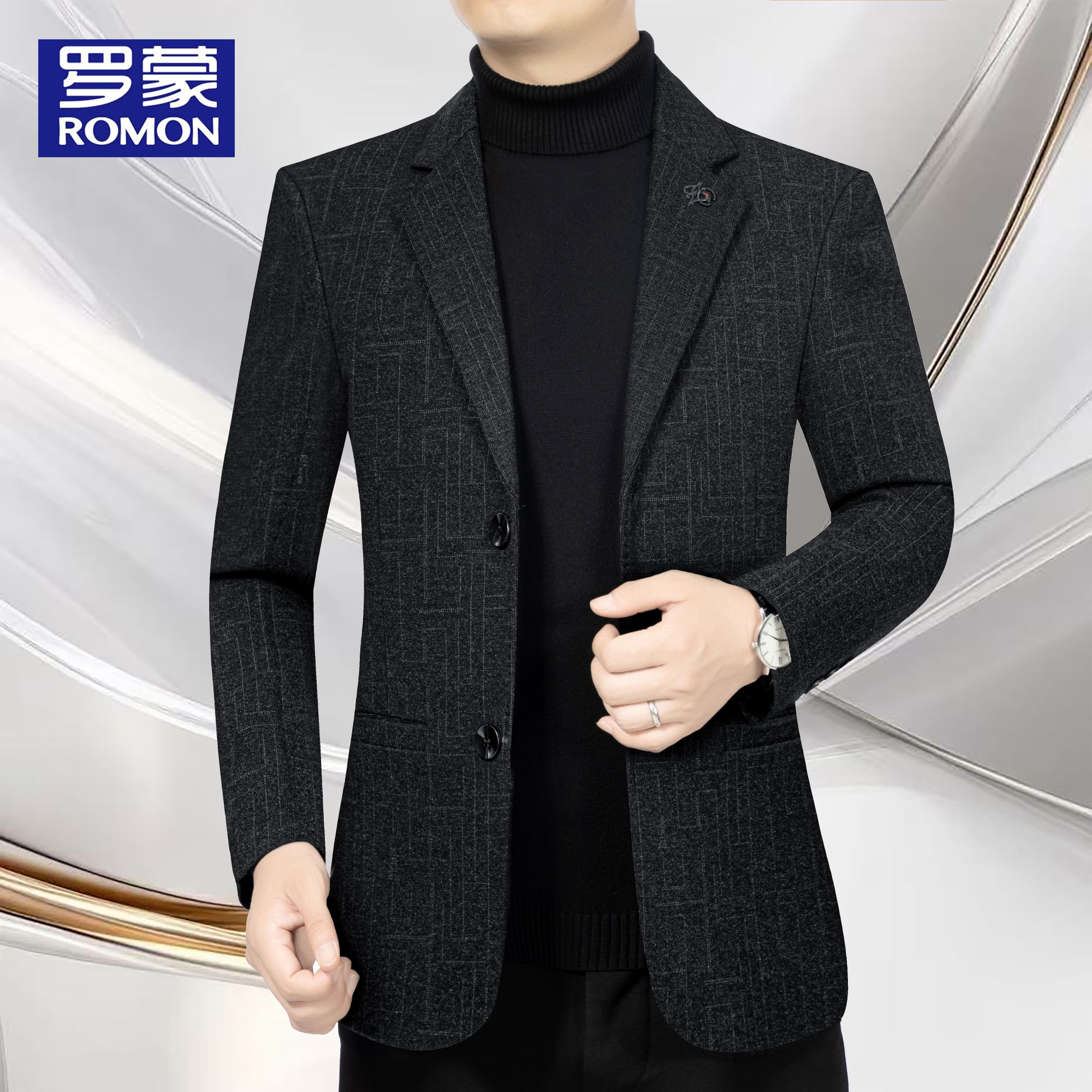 罗蒙男士新款西服春秋季商务休闲男装外套名牌时尚潮流西服男外套