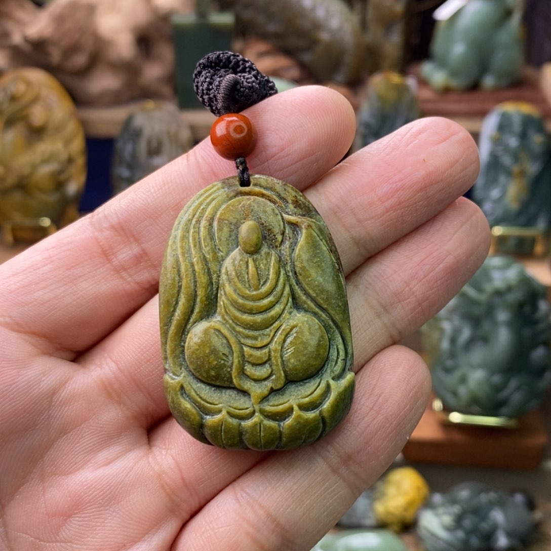 岫岩河磨玉（透闪石质玉）颈饰未镶嵌鱼*悟道