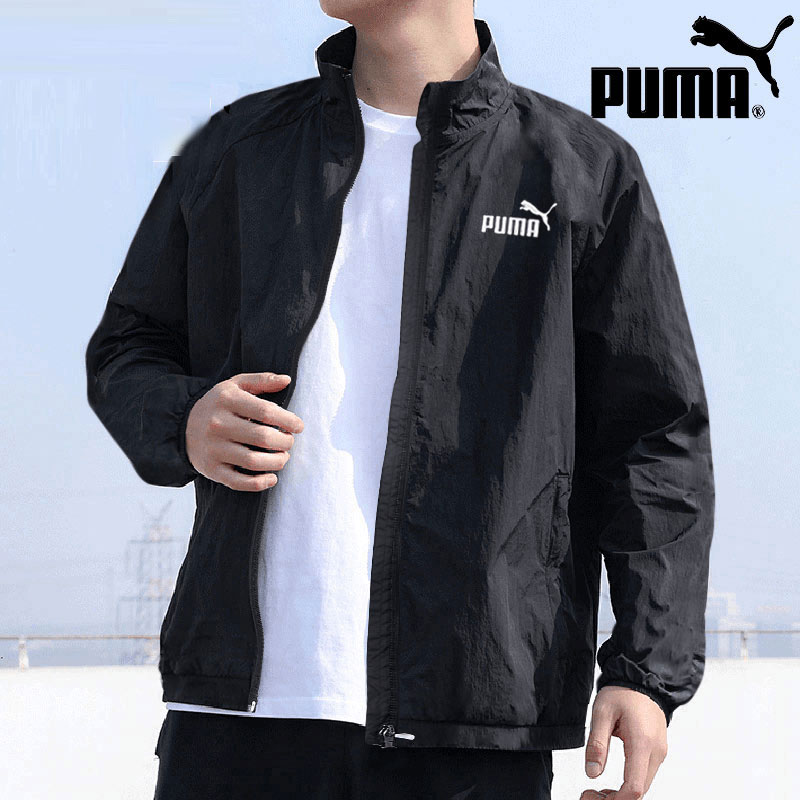 PUMA彪马梭织夹克男装新款时尚潮流休闲跑步运动服黑色立领外套