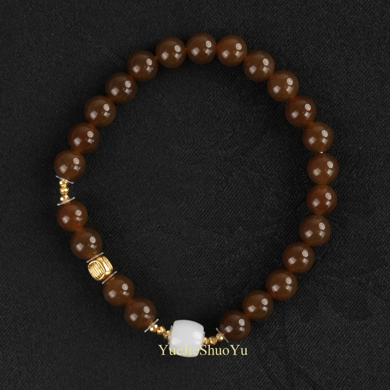 【焦糖奶盖】设计款和田玉手串 18k金 多样性发一件