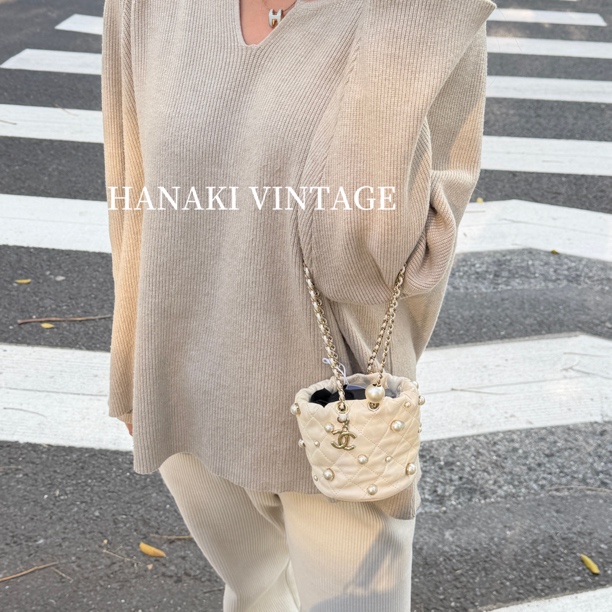 95新 Chanel/香奈儿 花绮中古/Chanel香奈儿白色珍珠链条包