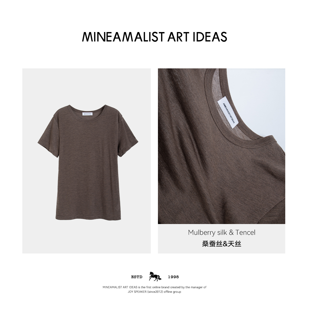 MINEAMALIST ART IDEAS夏季圆领轻薄微透修身双丝半袖T恤3828M