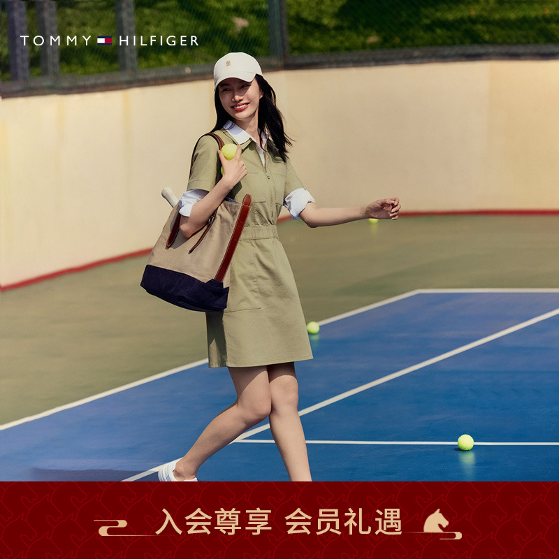 【复古工装风】Tommy25夏季女装斜纹收腰显瘦衬衫裙连衣裙04316