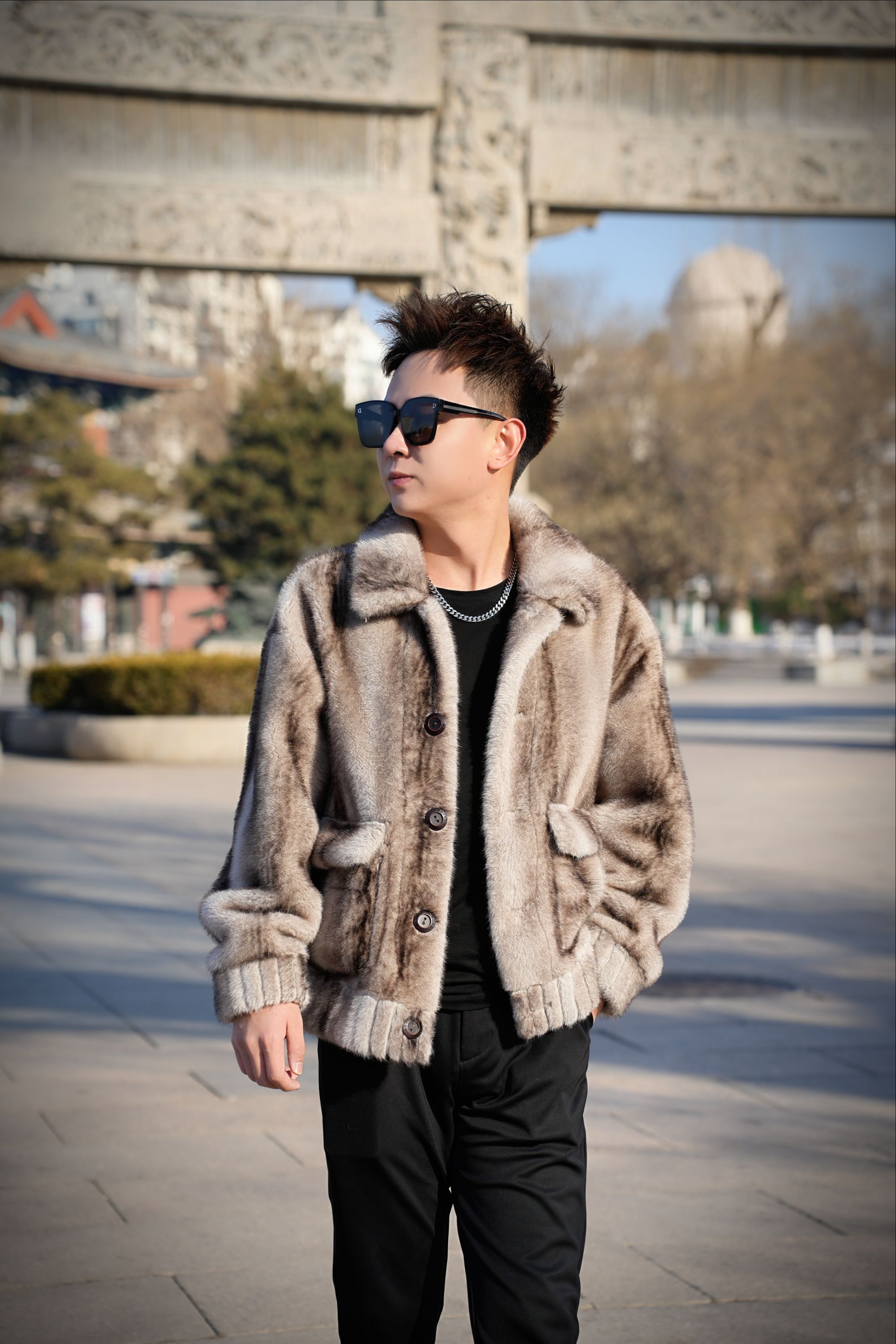 {直播}Yong Sa/永飒冬季新款男装夹克休闲欧貂男外套-2208