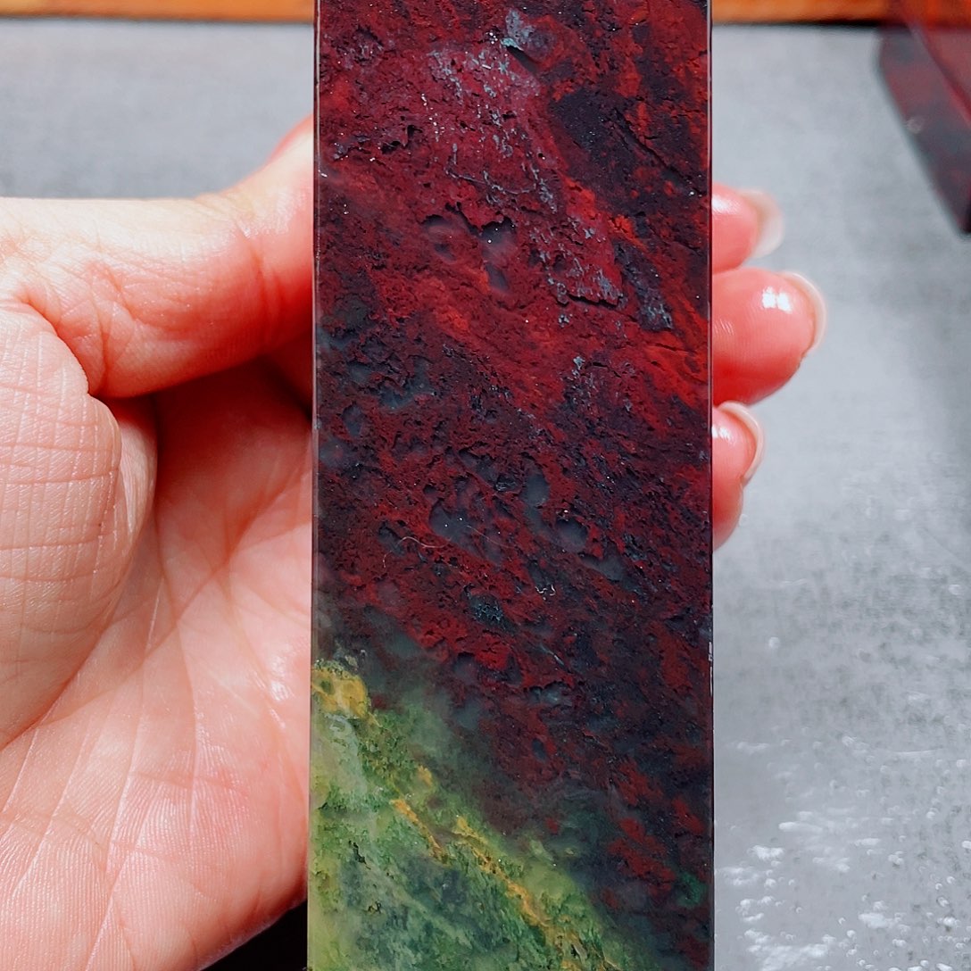 玉桂林鸡血玉印章镇尺35