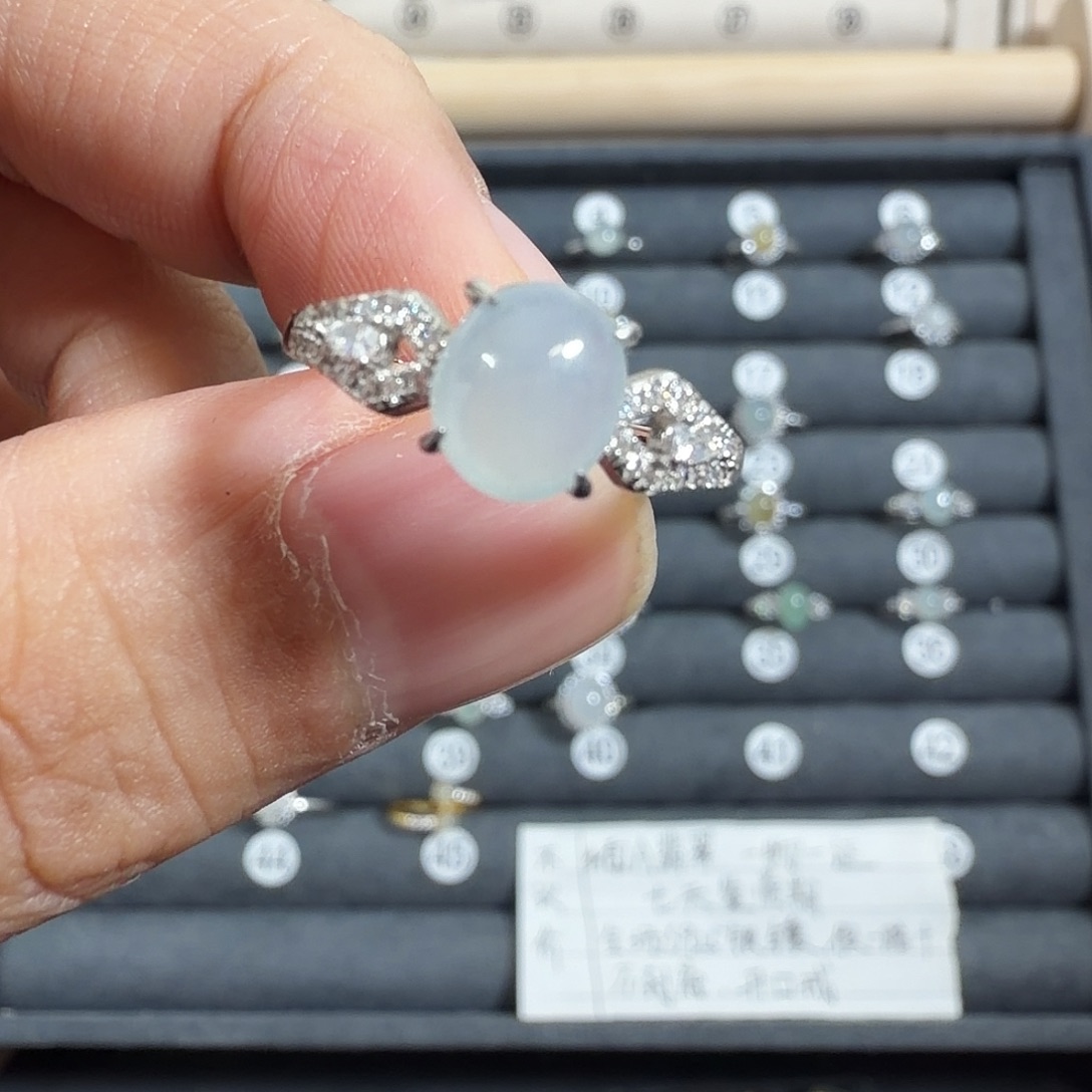 是***哇翡翠银S925镶嵌戒指