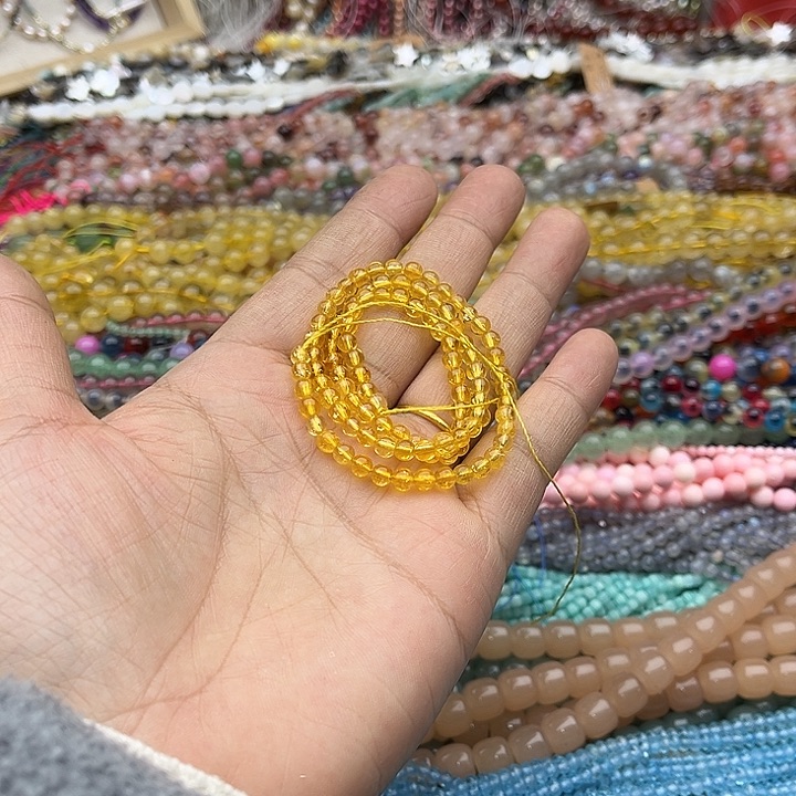 玛瑙/玉髓珠宝半成品未镶嵌一条4mm黄水晶