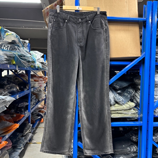 1014-三楼地上 男款黑色经典时尚简约高弹修身直筒四季款牛仔裤