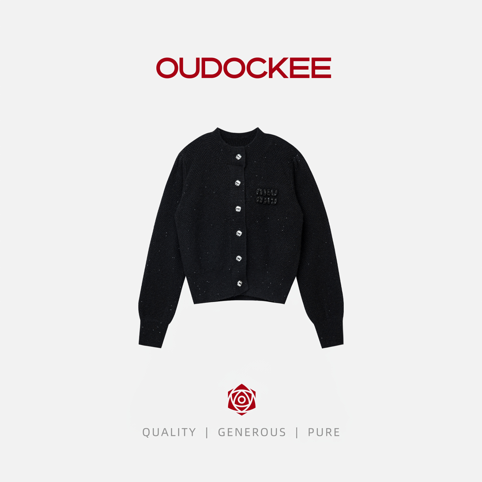 OUDOCKEE 鸥鸥【绵羊毛】流星 纽扣圆领针织开衫短外套 MACX707T