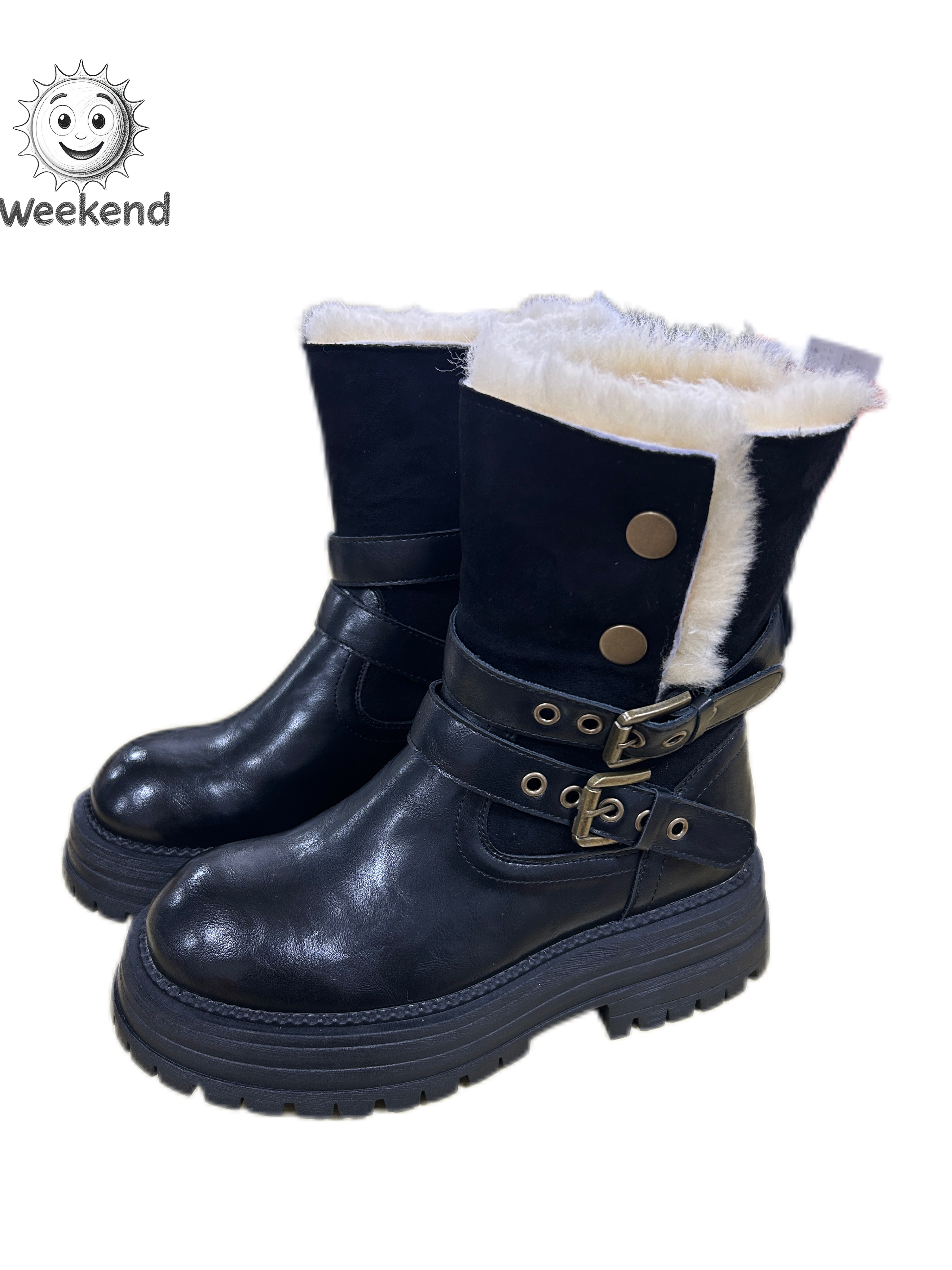 【周末】新款羊毛加绒增高厚底女马丁靴冬季保暖防滑短靴