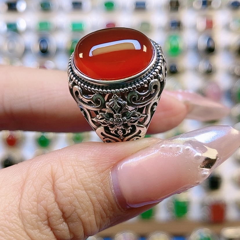 【闪购商品】玛瑙/玉髓戒指银S925镶嵌