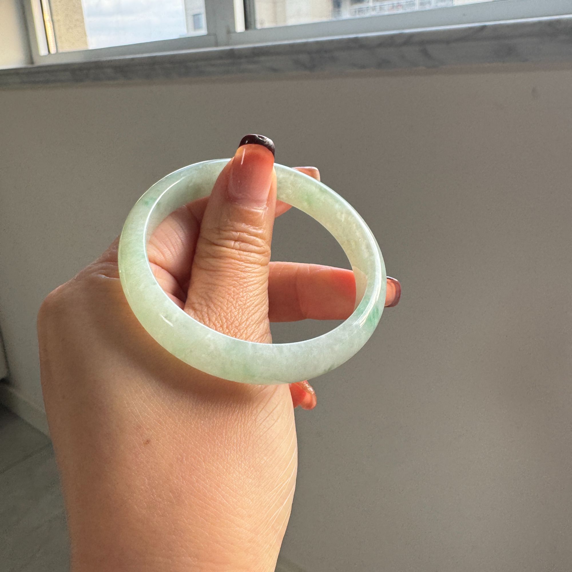 55正圈老坑老料糯化飘花缅甸A货翡翠手镯送证书D936