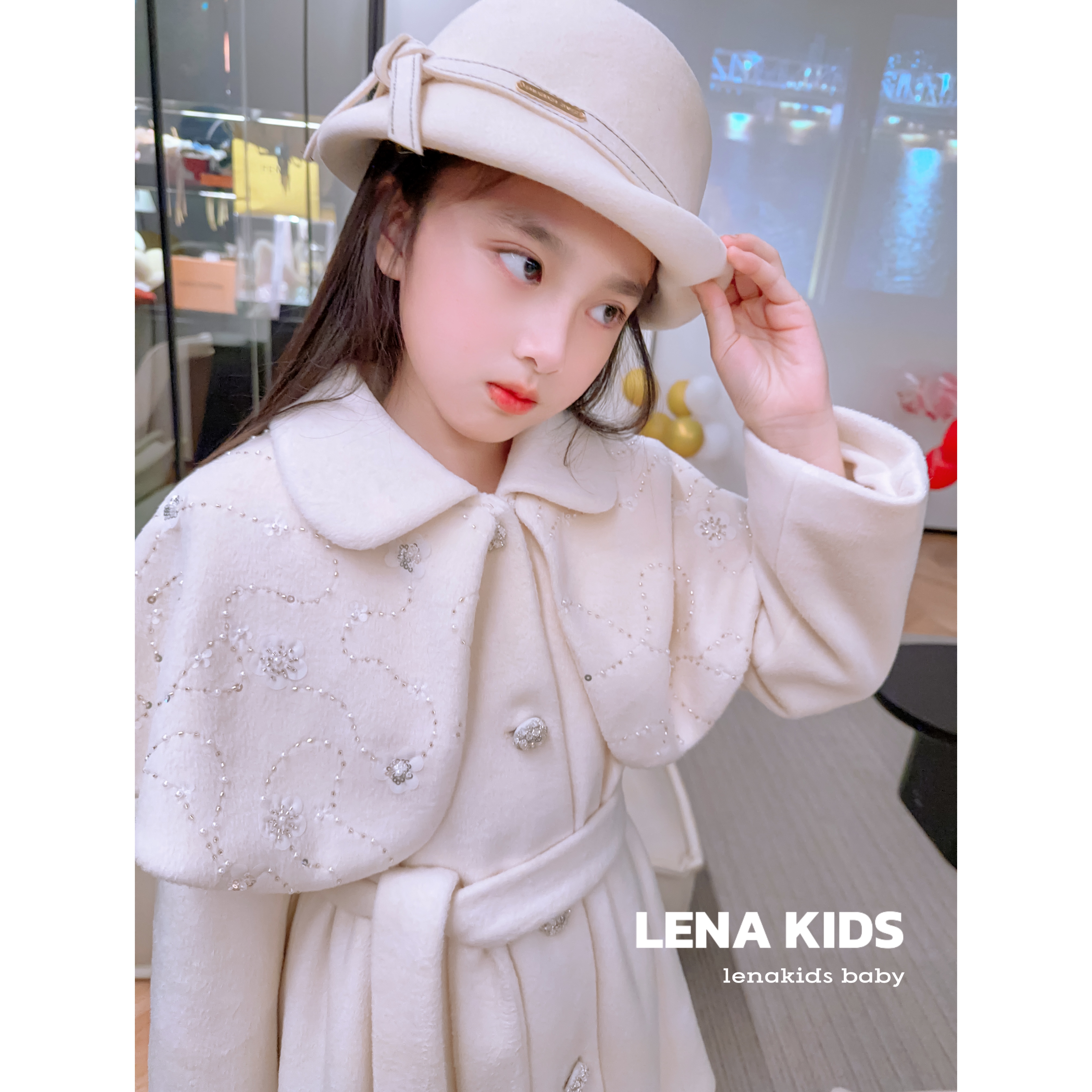 PP·Twinkle【温柔千金大小姐！甜美系带钻羊毛大衣】高品质！25120905