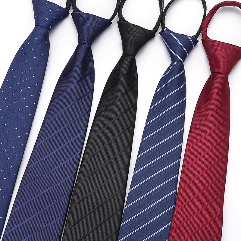 男士正装商务时尚蓝色条纹职业工作上班学生面试黑色拉链领带男士