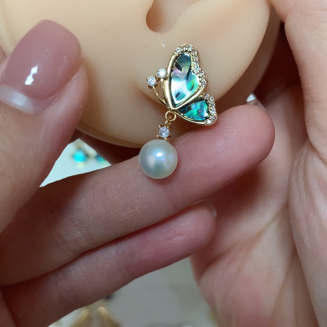 淡水珍珠耳饰合金