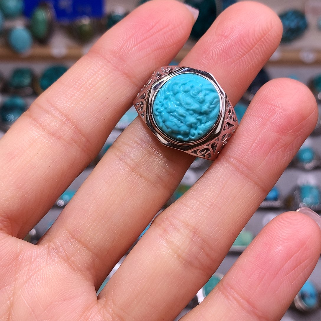 绿松石挂件银S925镶嵌