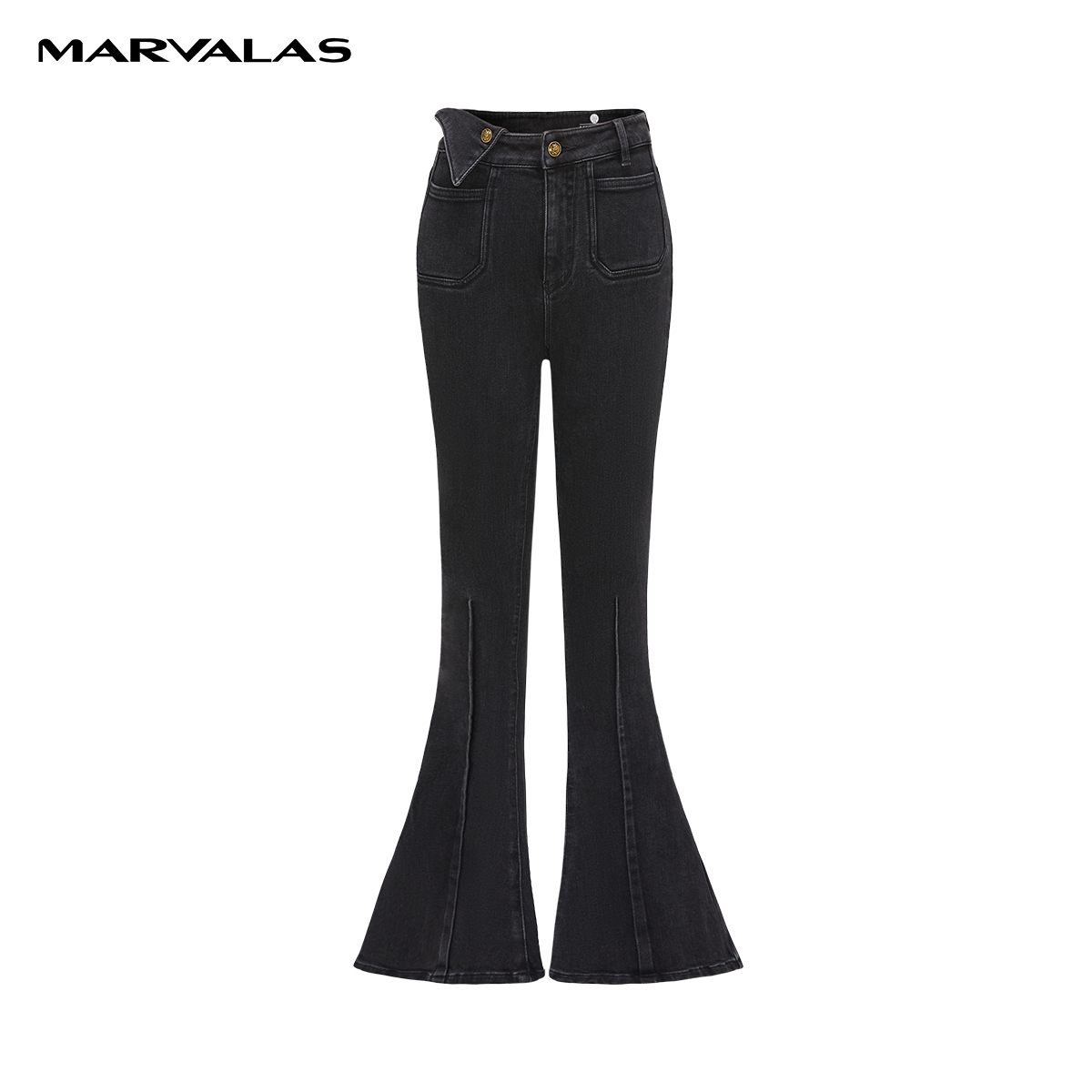 【静姐专属】曼德诗弹力牛仔裤2023秋冬新款时尚棉质喇叭休闲长裤