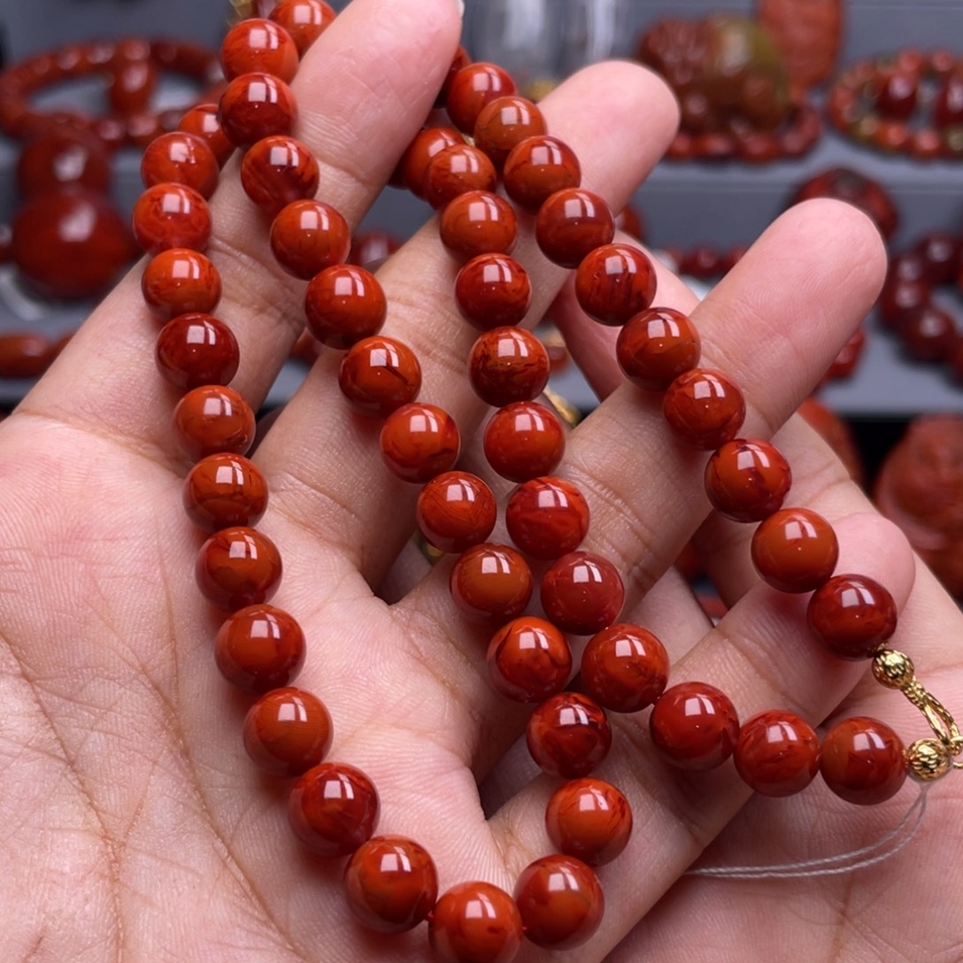 南红玛瑙未镶嵌珠宝奇石妈妈链8mm