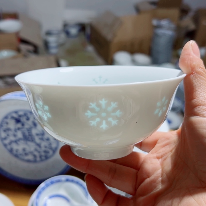 碗5寸雕刻雪花饭碗