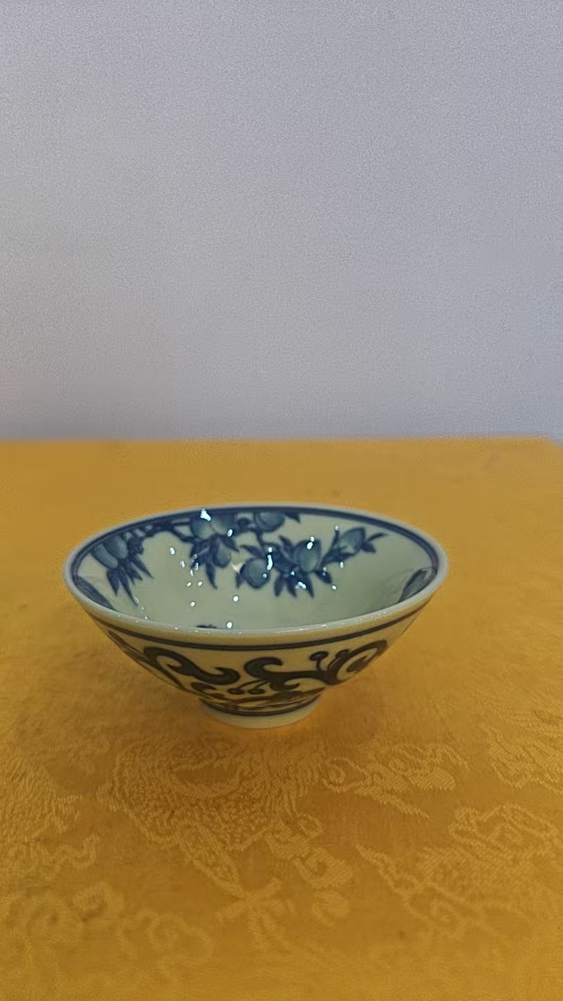 景德镇陶瓷童子斗笠杯黄