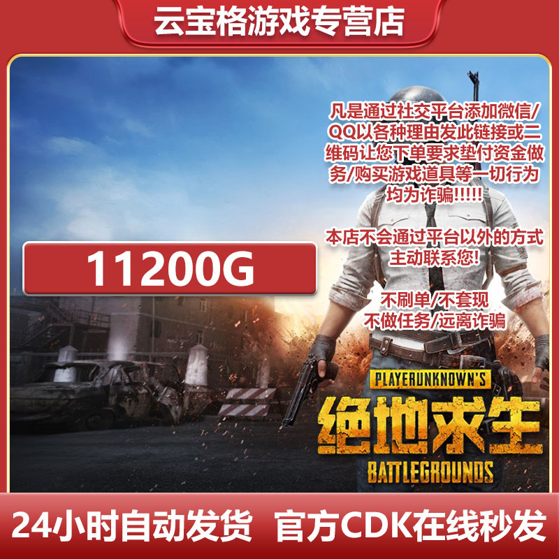PUBGG币绝地求生G币金币吃鸡gb游戏币皮肤点卷11200G币CDK激活码